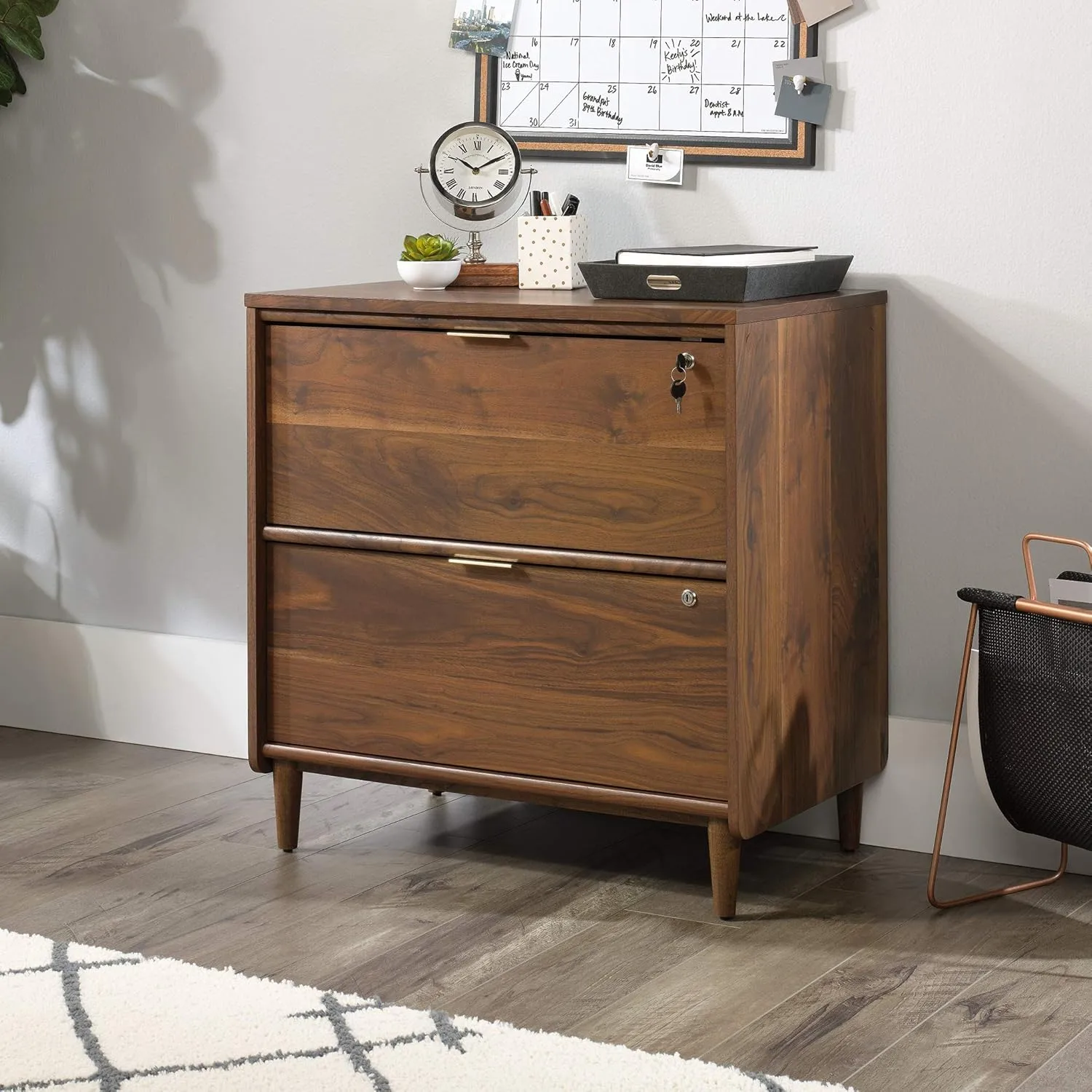 Sauder Clifford Place 29-1/2inW x 18-1/2inD Lateral 2-Drawer File Cabinet, Grand Walnut
