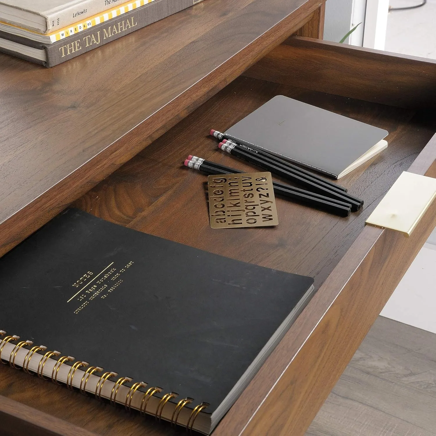 Sauder Clifford Place Library Base, Grand Walnut finish