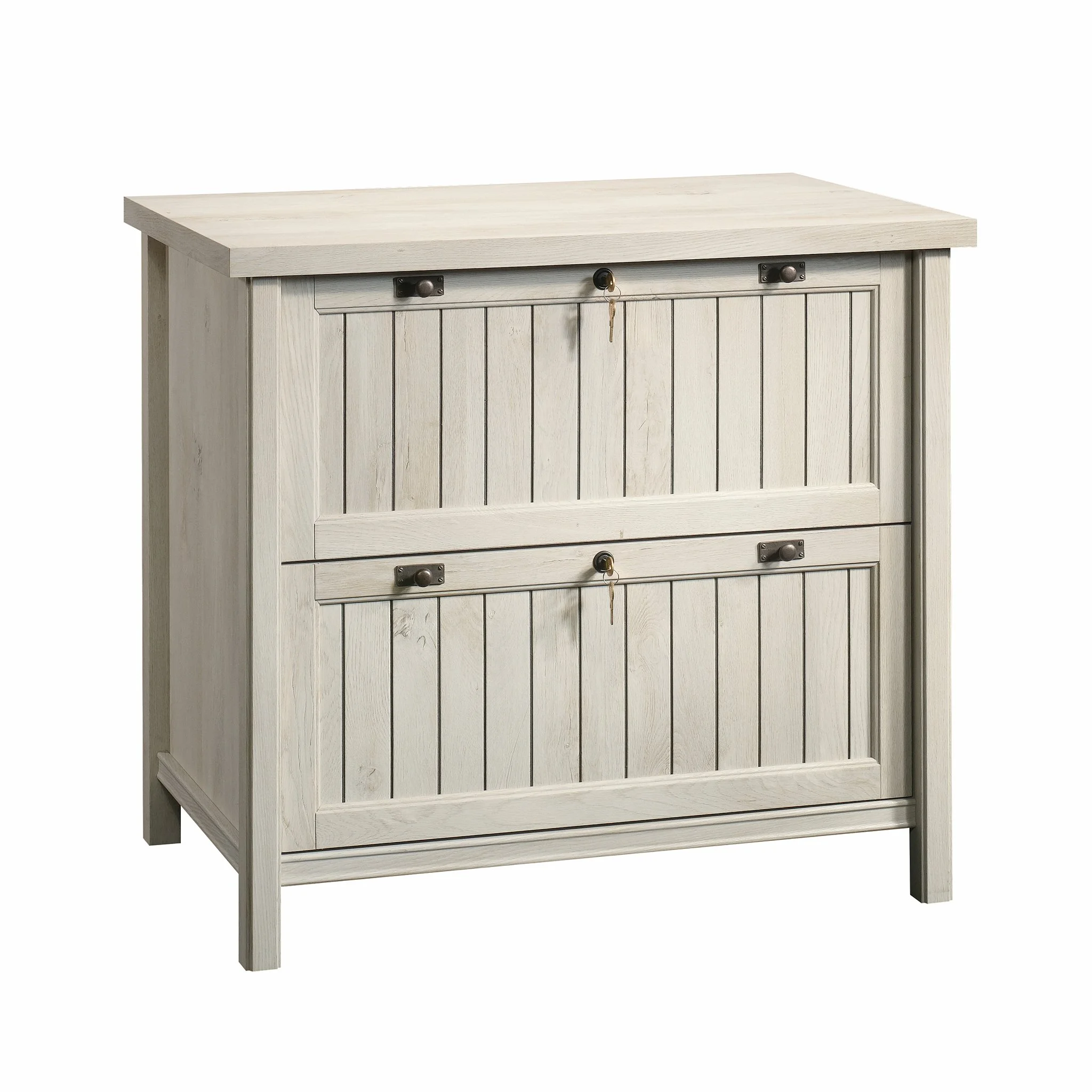 Sauder Costa 2 Drawer Lateral File Cabinet with Lock for Home Office, in Chalked Chestnut
