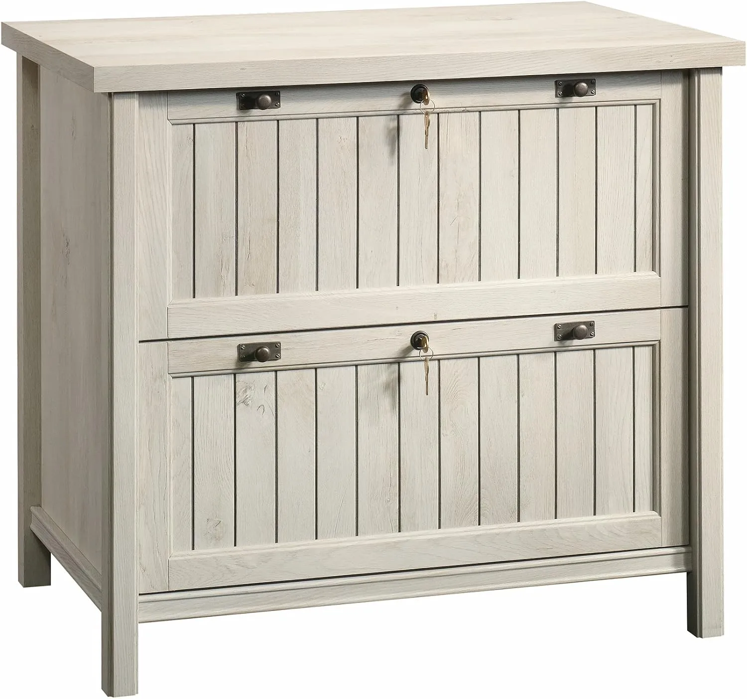 Sauder Costa Computer Desk and Lateral File, Chalked Chestnut Finish Computer Desk + Lateral File