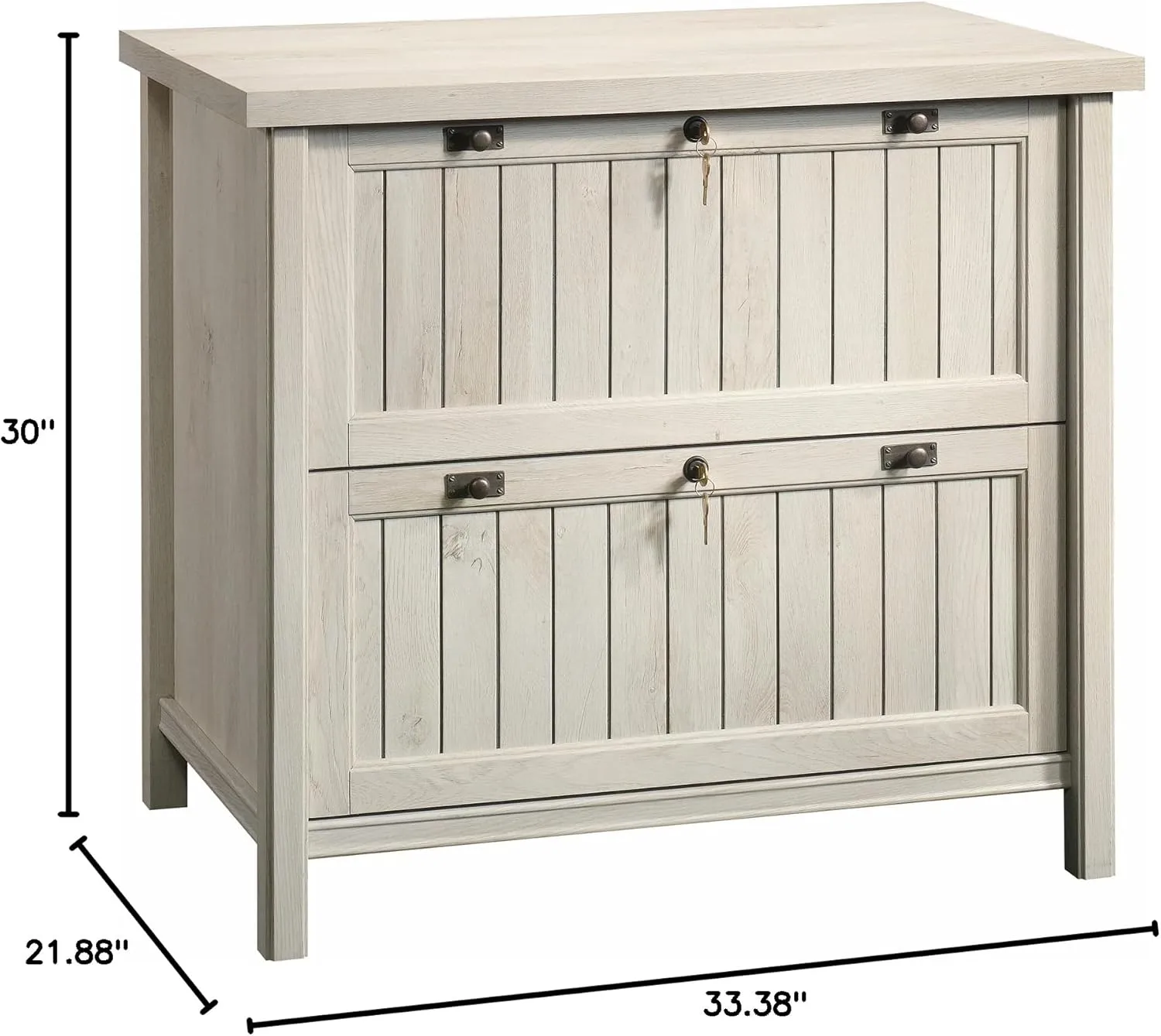 Sauder Costa Computer Desk and Lateral File, Chalked Chestnut Finish Computer Desk + Lateral File