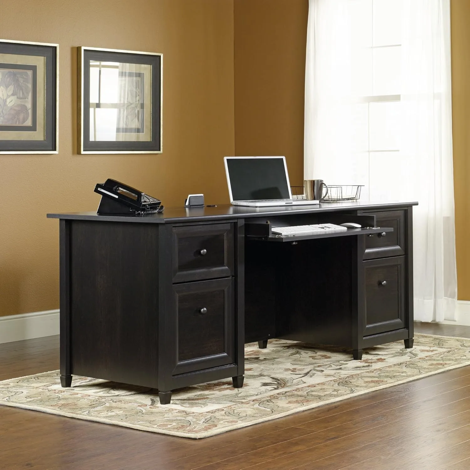 SAUDER Edge Water Executive Desk with File Drawers