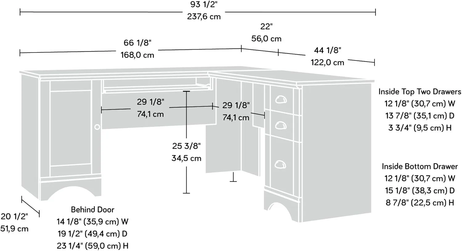 Sauder Harbor View L-Shaped Corner Computer Desk