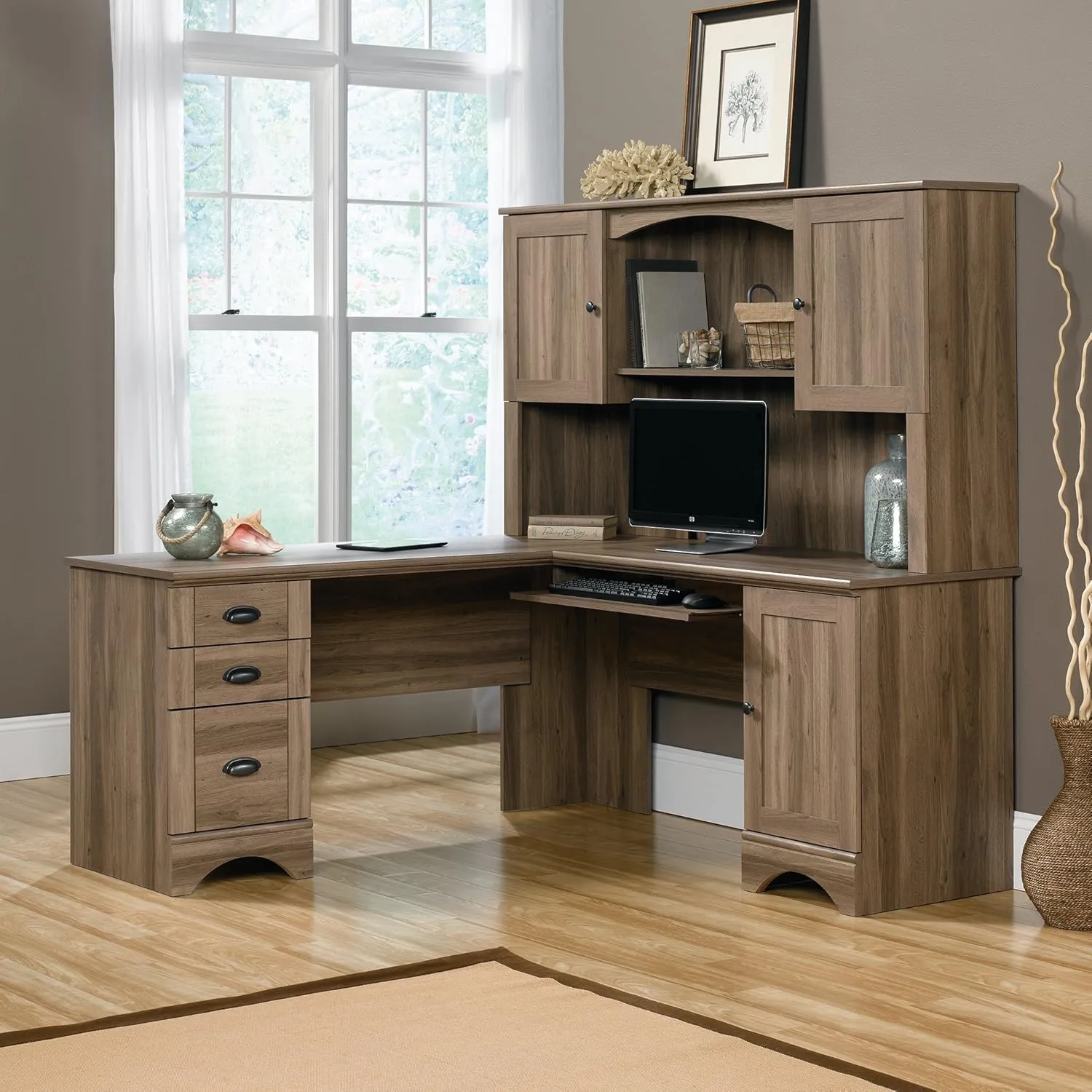 Sauder Harbor View L-Shaped Corner Computer Desk