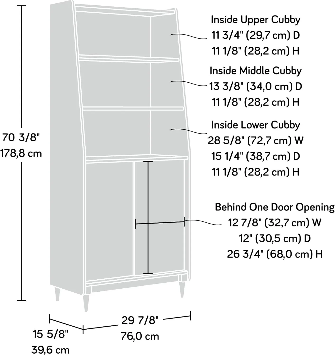 Sauder Harvey Park 71inH 5-Shelf Bookcase With Doors, Grand Walnut