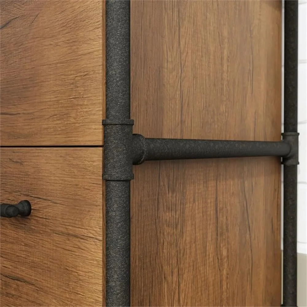 Sauder Iron City 31inW x 20inD Lateral 2-Drawer File Cabinet, Checked Oak