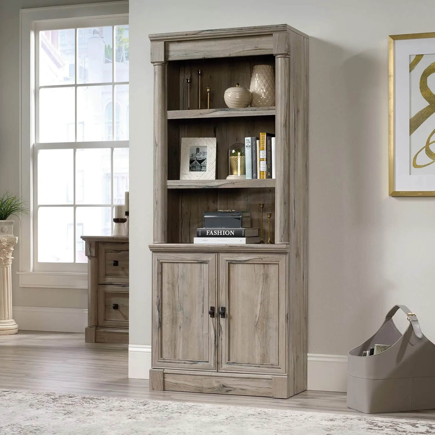 SAUDER Palladia 5-Shelf Library Bookcase with Doors