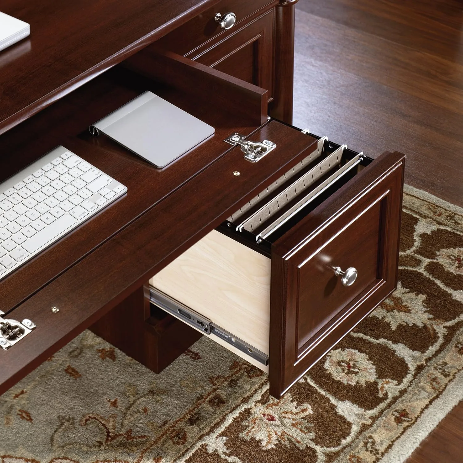 Sauder Palladia Executive Desk with Keyboard Tray and Cord Management