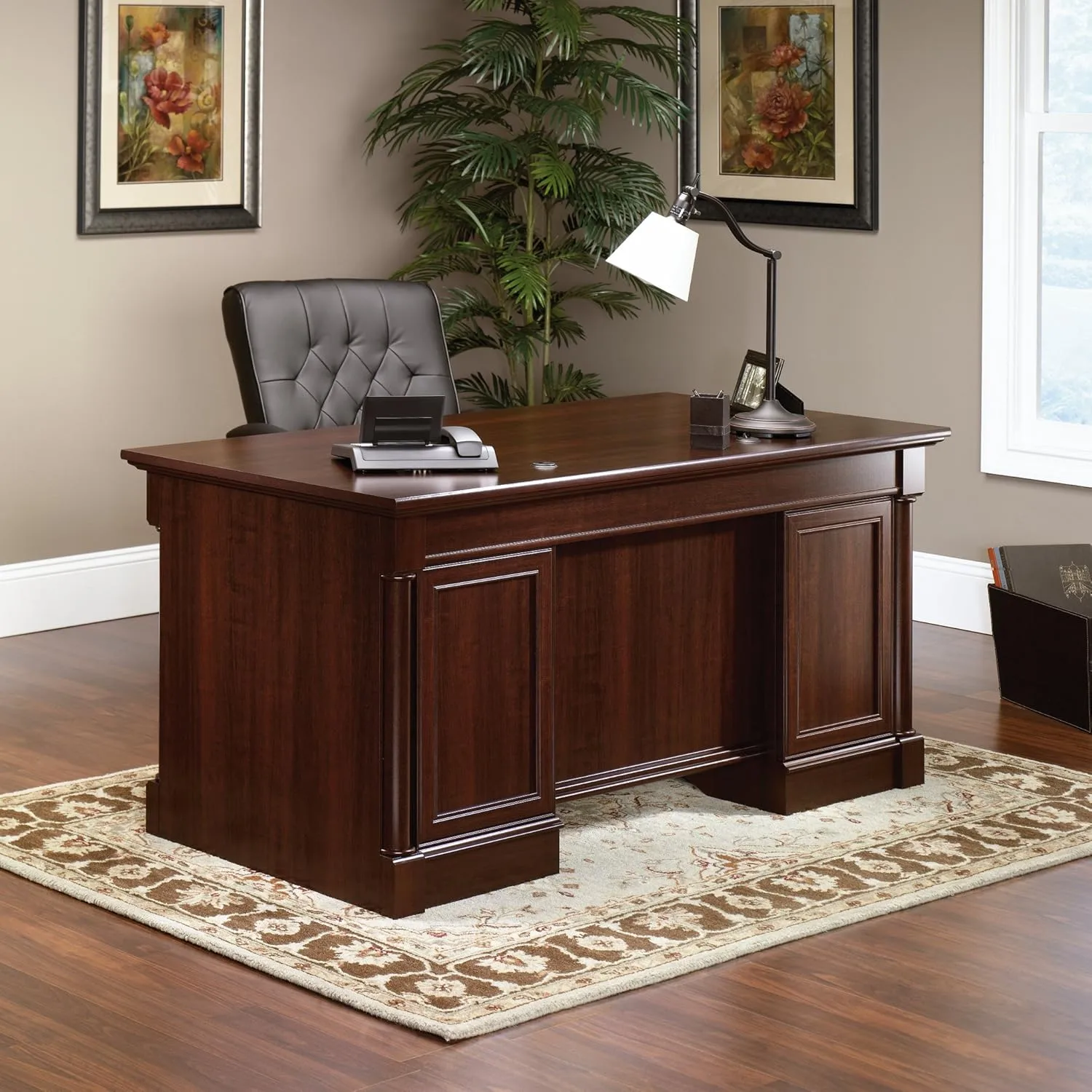 Sauder Palladia Executive Desk with Keyboard Tray and Cord Management