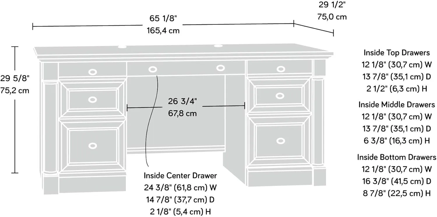 Sauder Palladia Executive Desk with Keyboard Tray and Cord Management