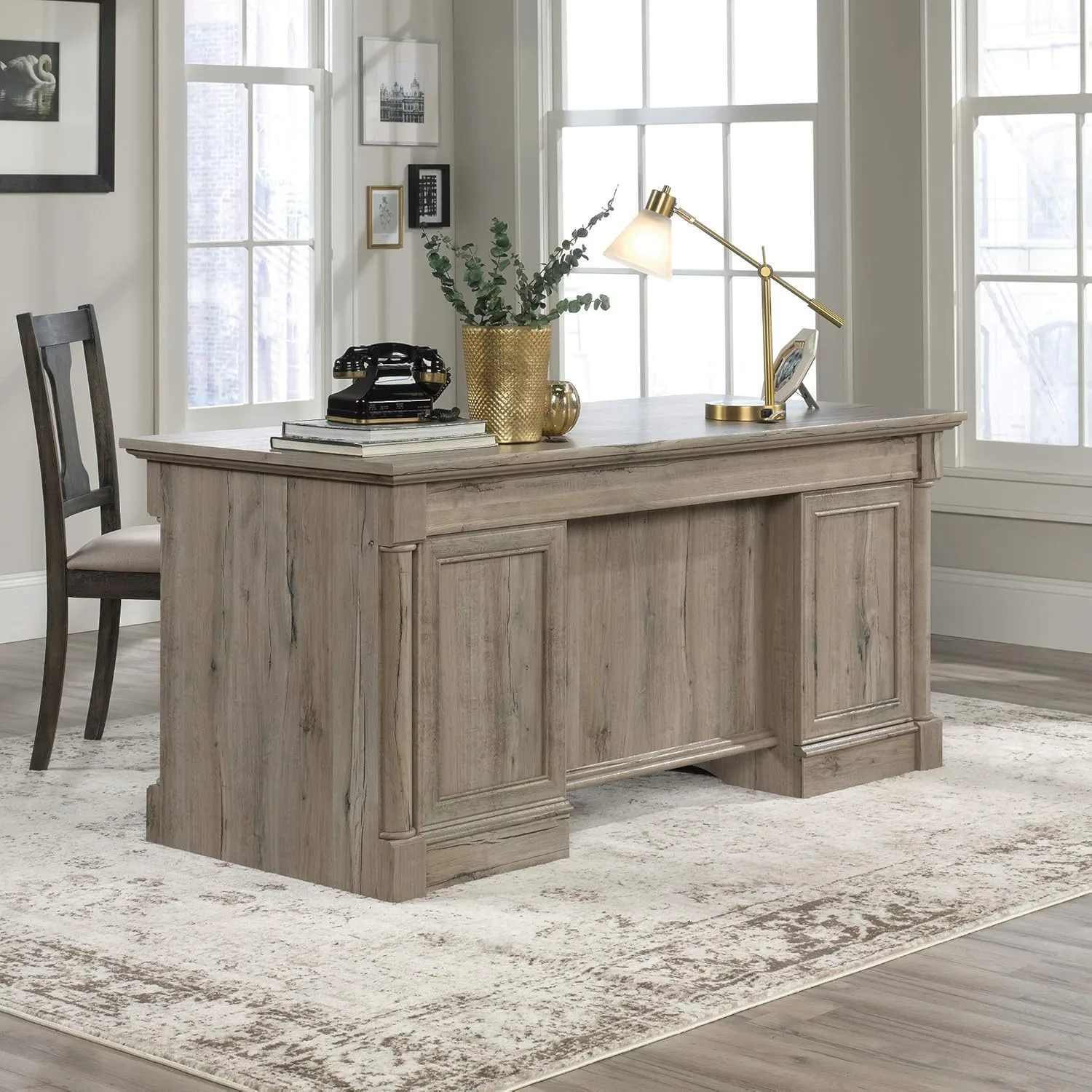 Sauder Palladia Executive Desk with Keyboard Tray and Cord Management