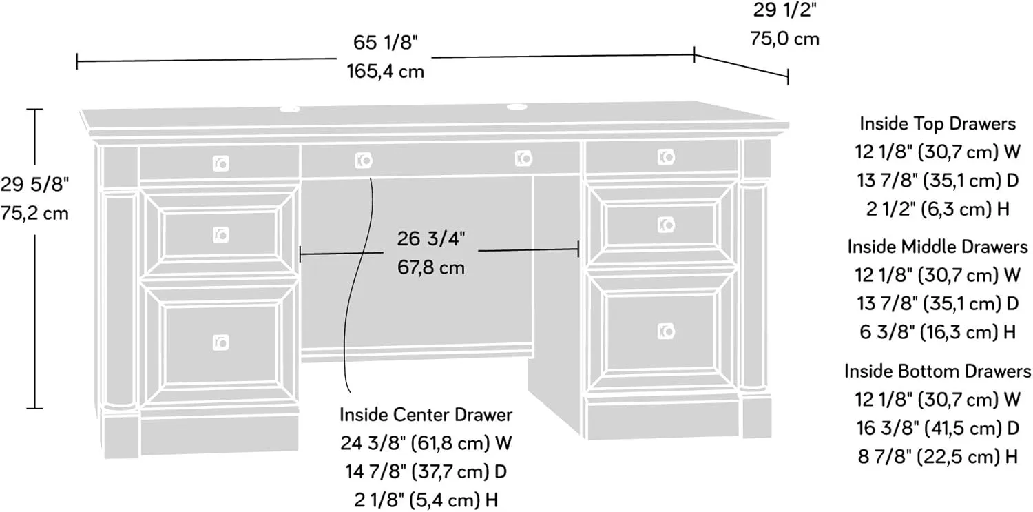 Sauder Palladia Executive Desk with Keyboard Tray and Cord Management