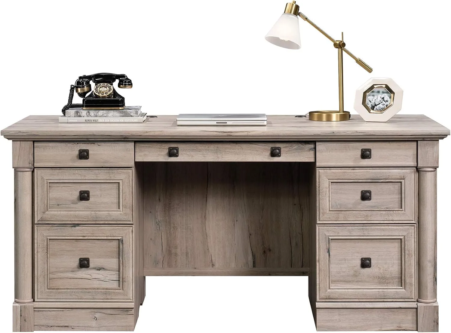 Sauder Palladia Executive Desk with Keyboard Tray and Cord Management