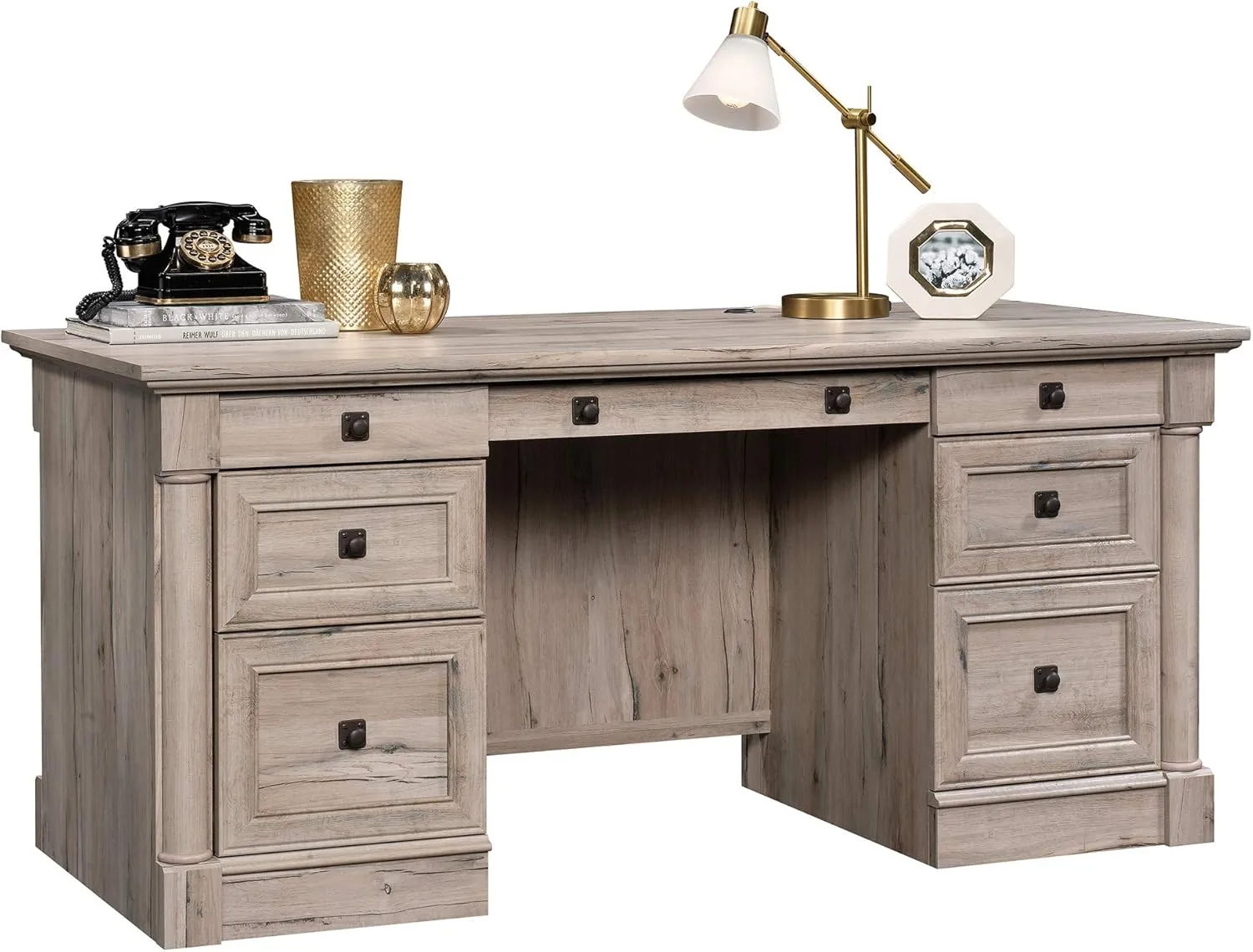 Sauder Palladia Executive Desk with Keyboard Tray and Cord Management
