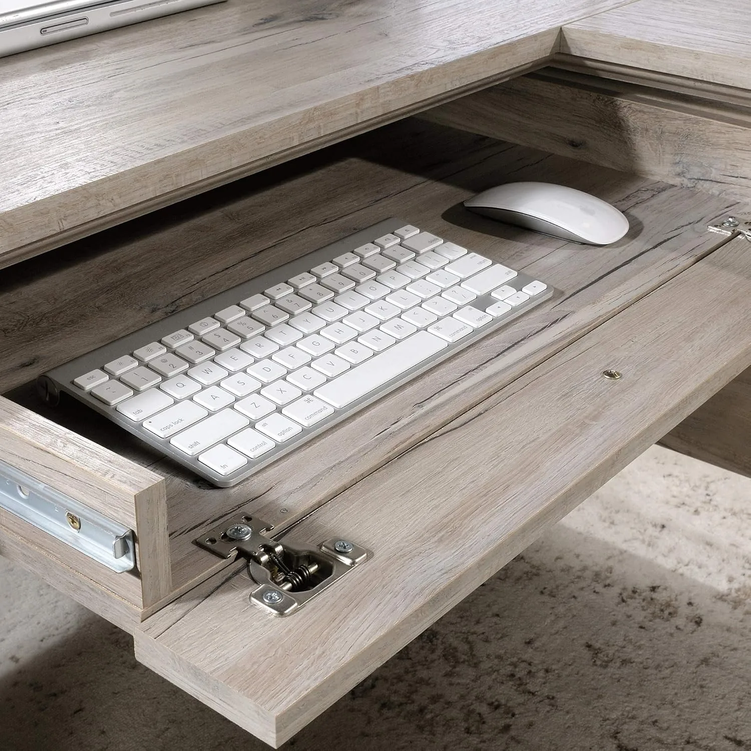 Sauder Palladia L-Shaped Desk with Drawers, File Cabinet Storage & Keyboard Tray