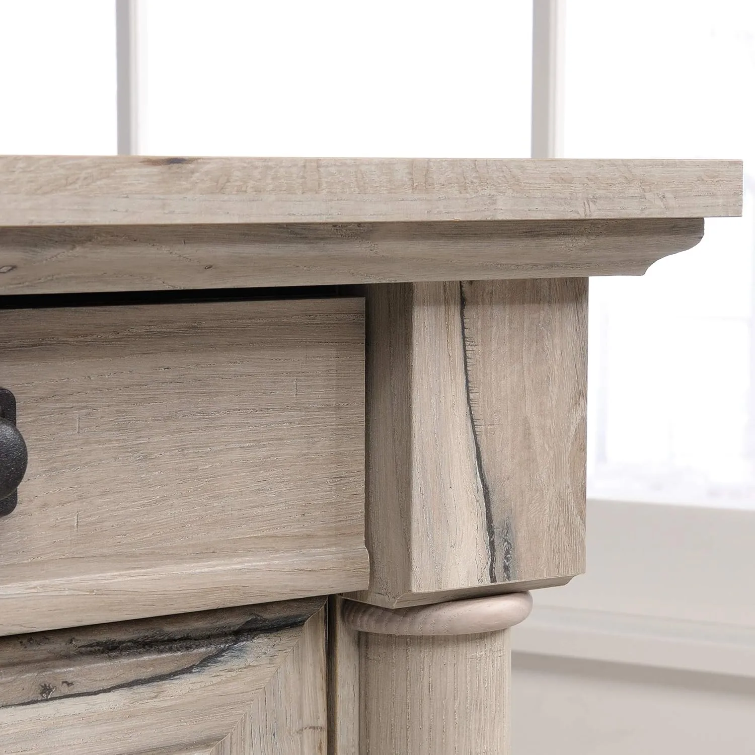 Sauder Palladia L-Shaped Desk with Drawers, File Cabinet Storage & Keyboard Tray