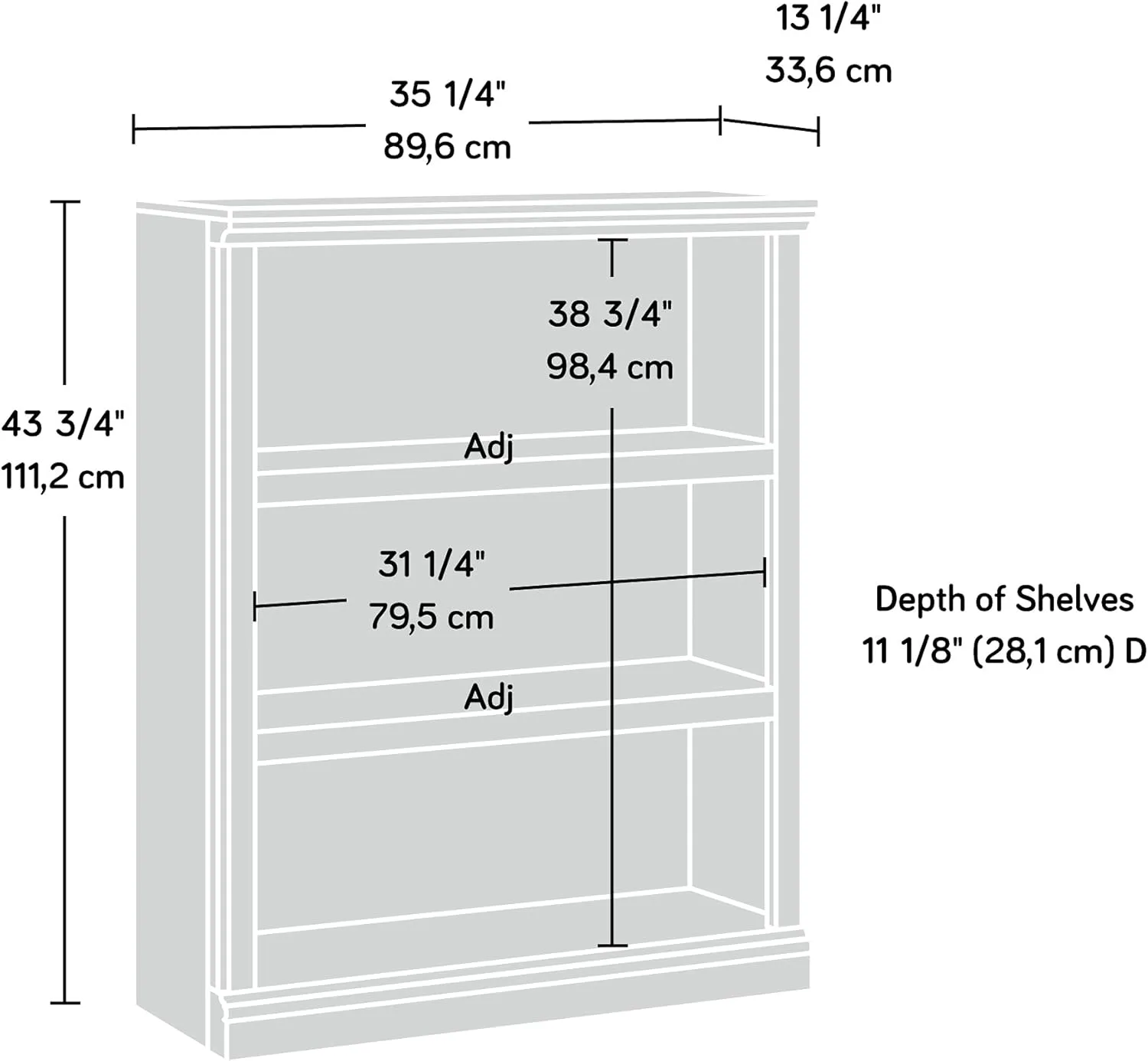 Sauder Select 3-Shelf Bookcase