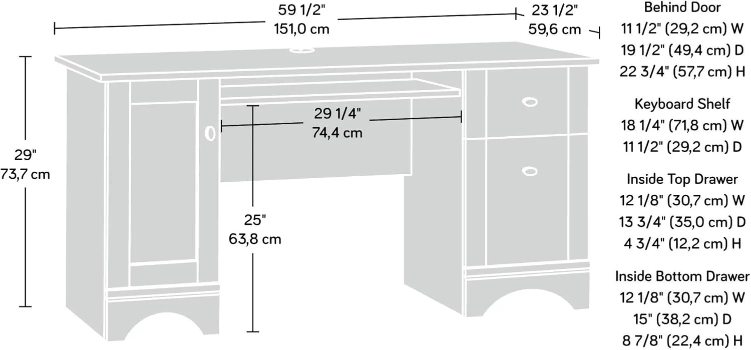 Sauder Select 60inW Double-Pedestal Computer Desk