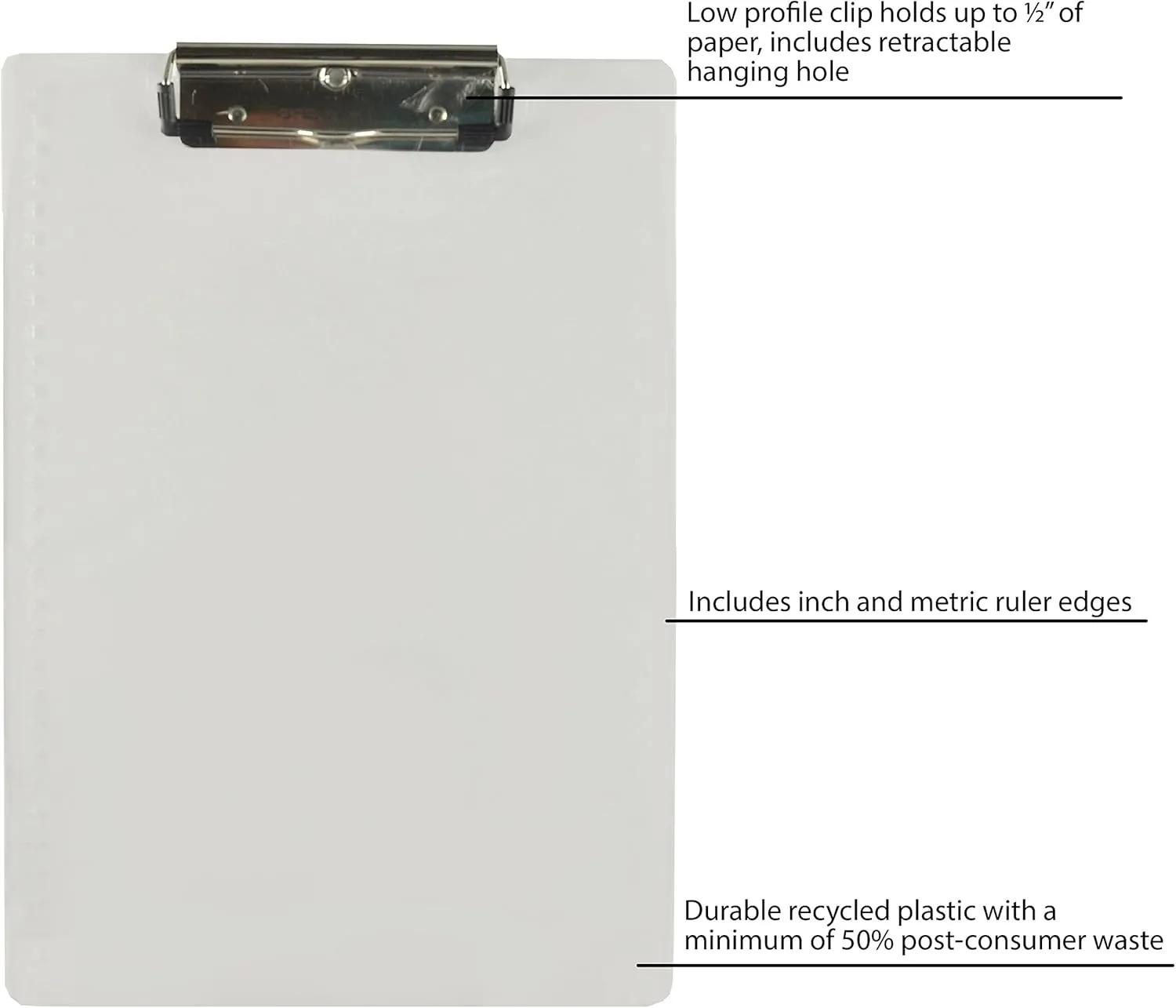 Saunders US-Works 21565 Acrylic Clipboard - Clear, Letter/A4 Size, High-Clarity Shatter Resistant Writing Clipboard