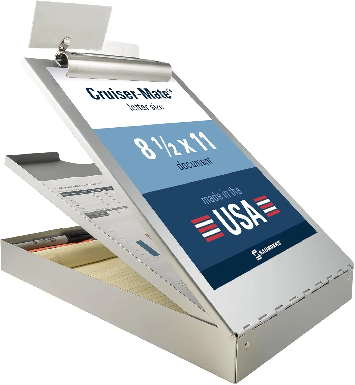 SAUNDERS Cruiser-Mate Aluminum Storage Clipboard with Dual Compartments