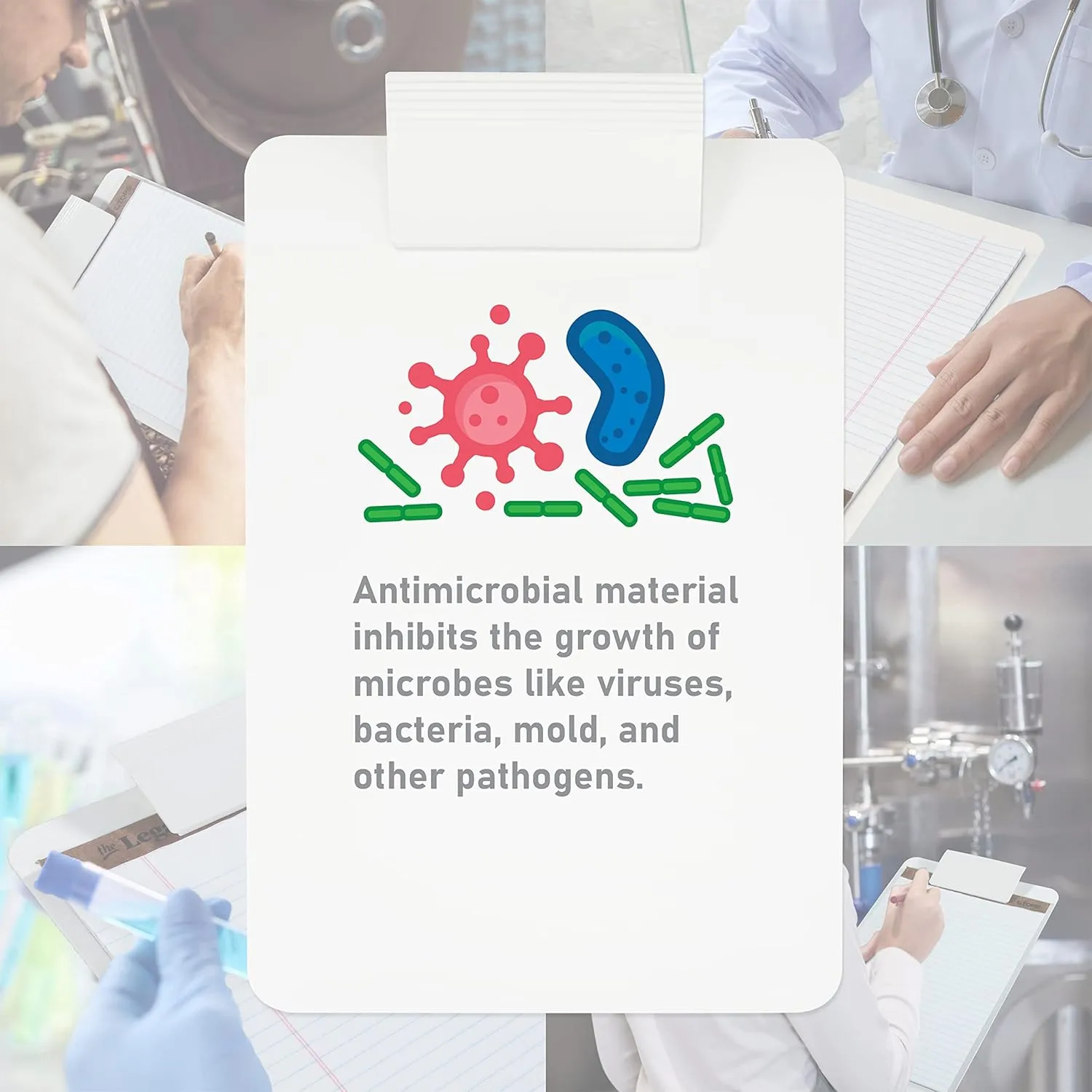 SAUNDERS Letter Antimicrobial Clipboard with Low-Profile Clip