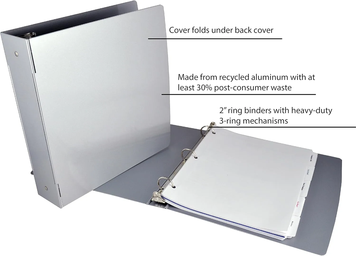 SAUNDERS Tuffbinder Recycled Aluminum Ring Binder, Letter Size