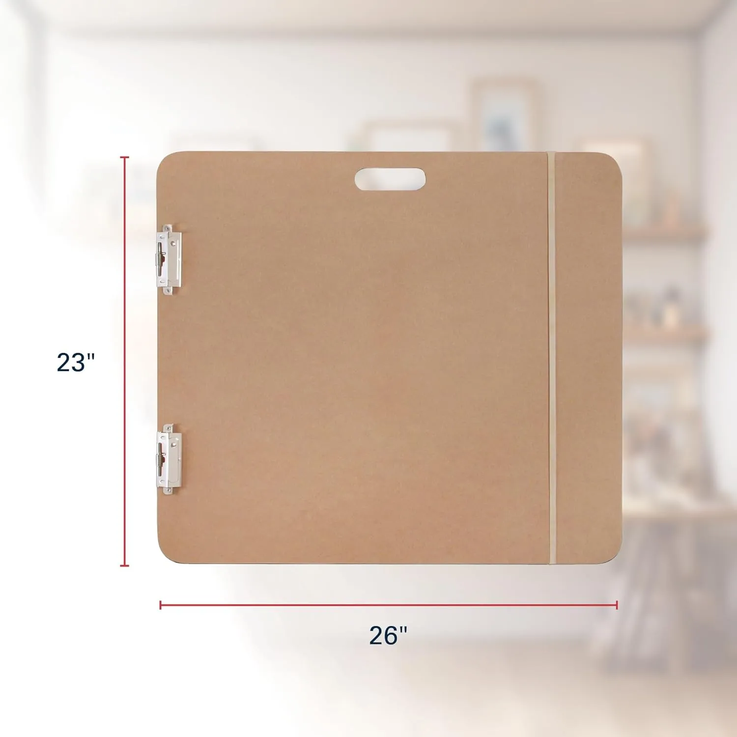 Saunders Recycled Hardboard Sketchboard with Built-in Handle, Two Clips and Elastic Band