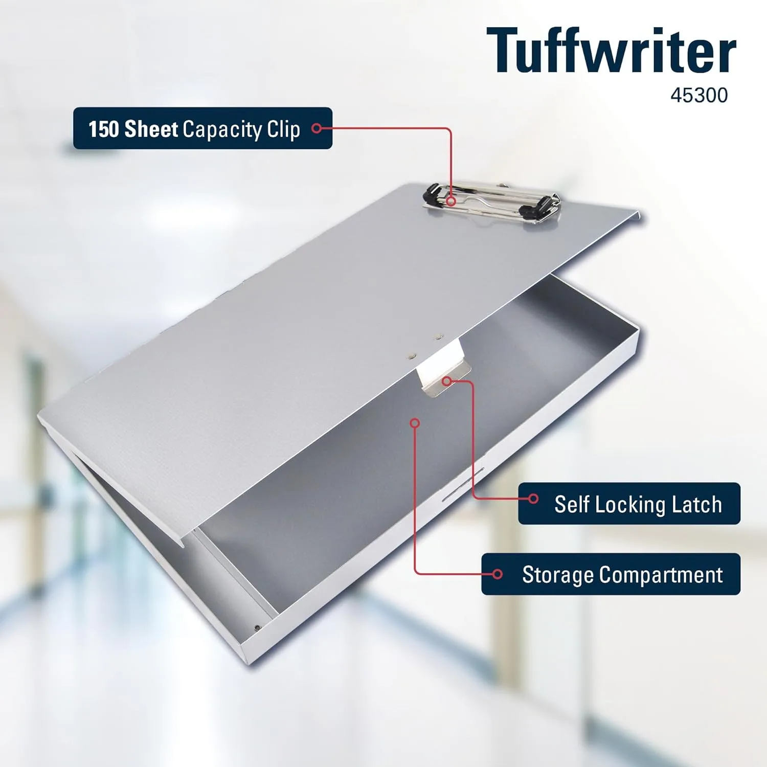 Saunders Tuffwriter Recycled Aluminum Storage Clipboard, 0.5" Clip Capacity, Holds 8.5 x 11 Sheets