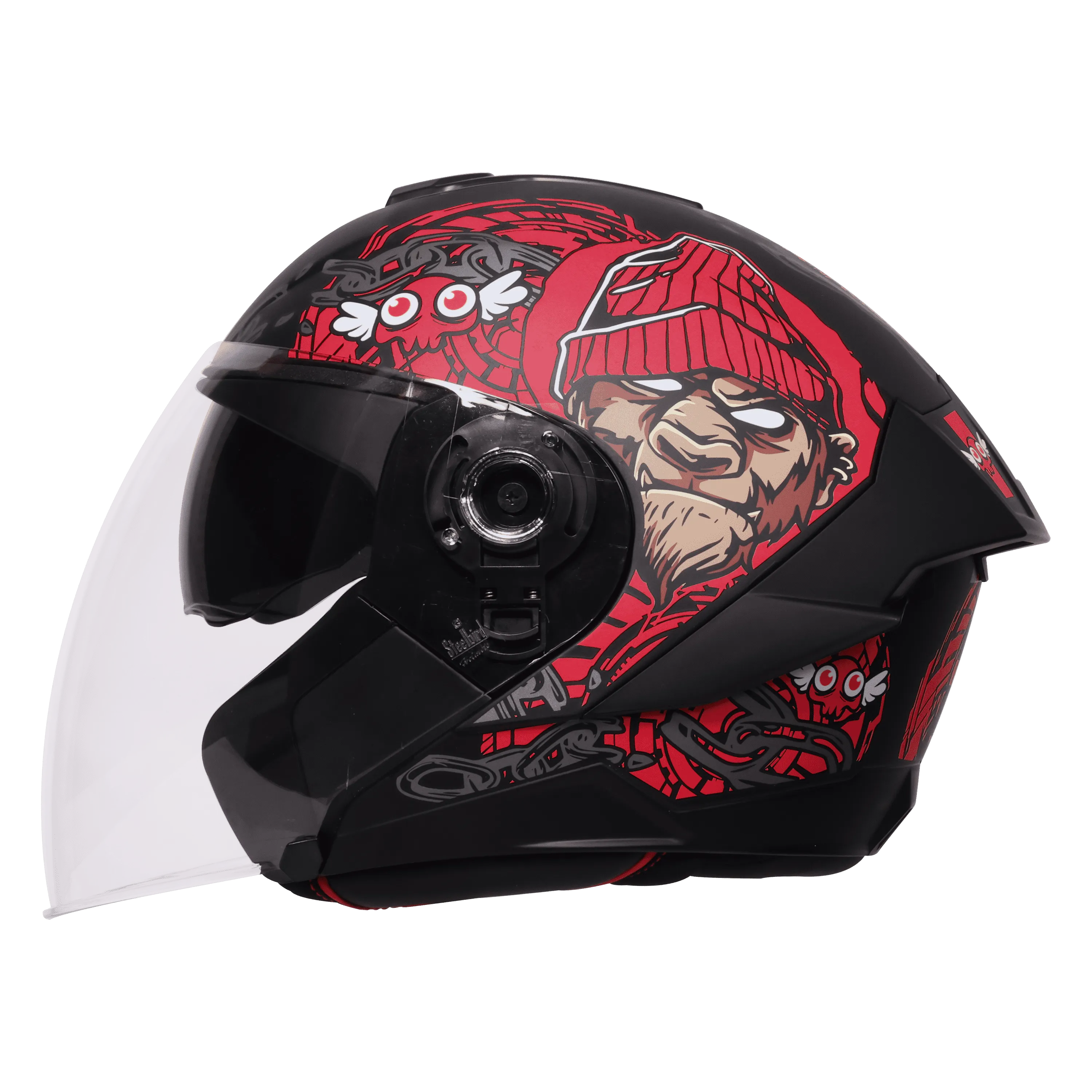 STEELBIRD SBA-10 MAD APE GLOSSY BLACK/RED C/V WITH INNER SMOKE SUNSHIELD 600MM (L) STEELBIRD SBA-10 MAD APE GLOSSY BLACK/RED C/V WITH INNER SMOKE SUNSHIELD 600MM (L)