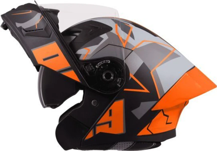 STEELBIRD SBA-20 ISS 09 GLOSSY BLACK/ORANGE C/V 600 MM WITH EXTRA SMOKE VISOR