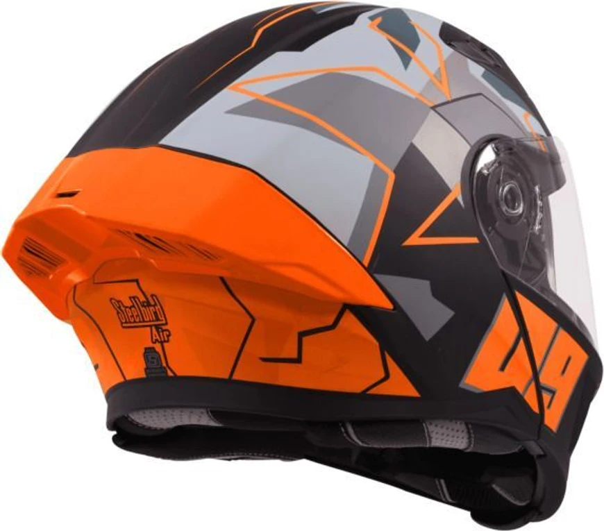 STEELBIRD SBA-20 ISS 09 GLOSSY BLACK/ORANGE C/V 600 MM WITH EXTRA SMOKE VISOR