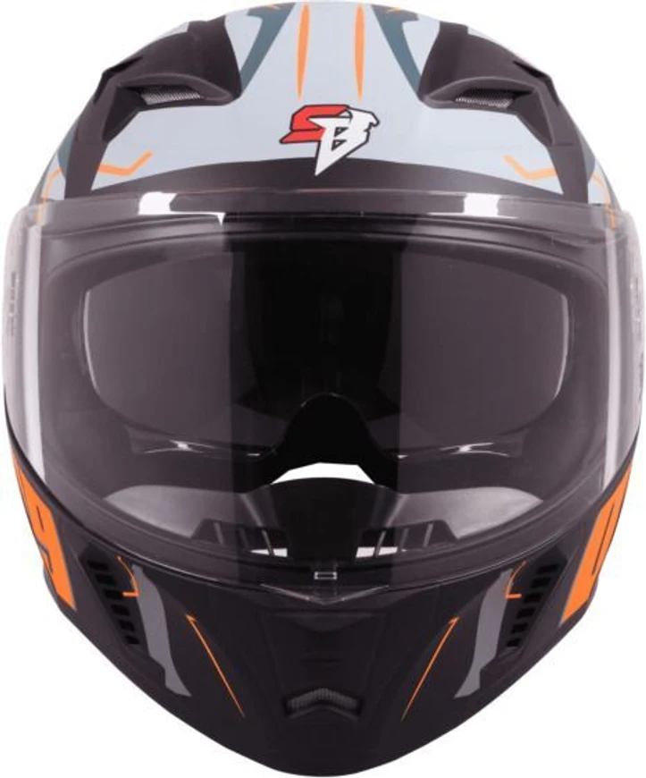 STEELBIRD SBA-20 ISS 09 GLOSSY BLACK/ORANGE C/V 600 MM WITH EXTRA SMOKE VISOR