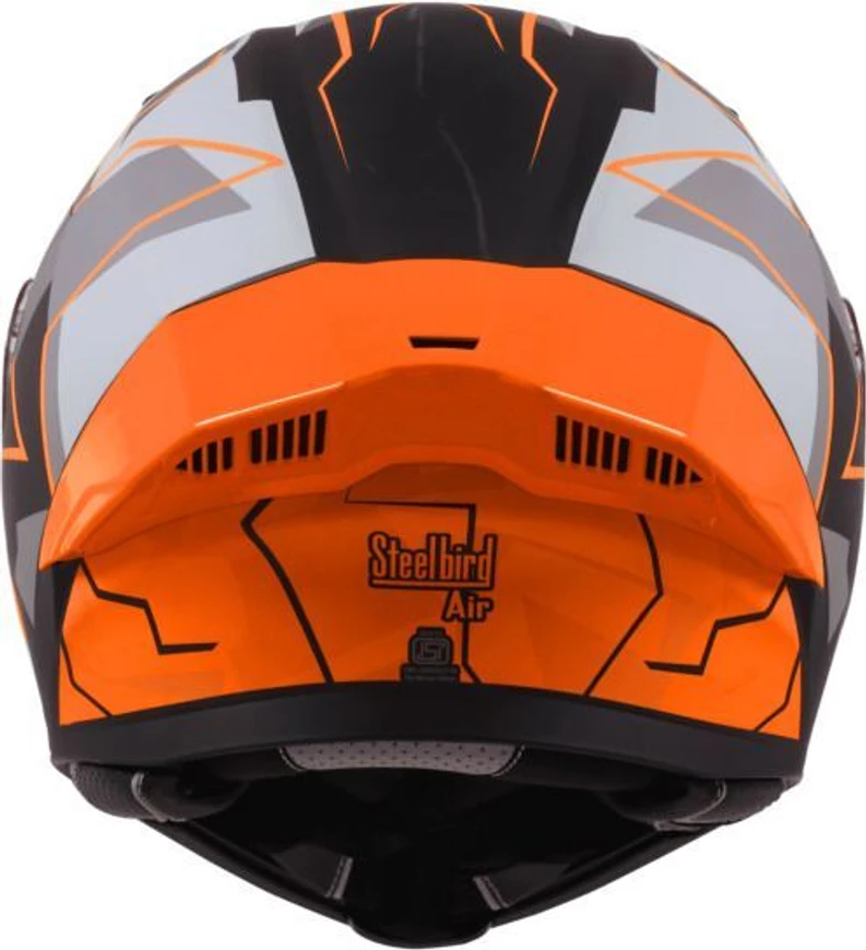 STEELBIRD SBA-20 ISS 09 GLOSSY BLACK/ORANGE C/V 600 MM WITH EXTRA SMOKE VISOR