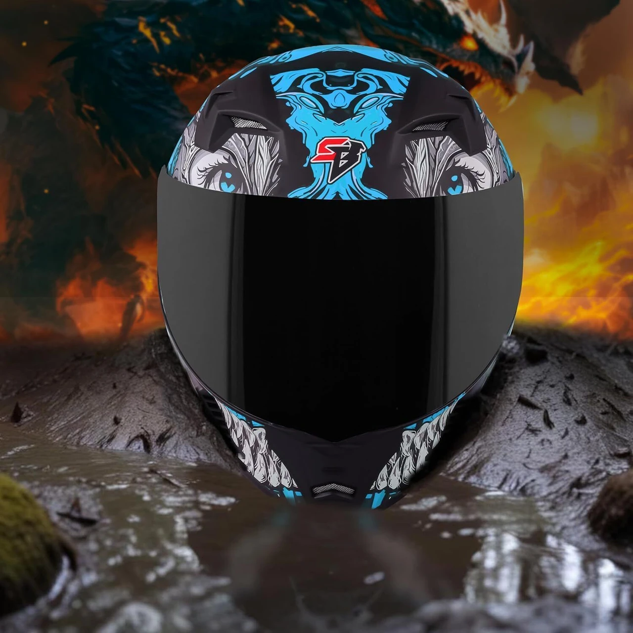 STEELBIRD SBA-20 ISS DRACO GLOSSY BLACK/JAZZ BLUE C/V 580 MM WITH EXTRA SMOKE VISOR STEELBIRD SBA-20 ISS DRACO GLOSSY BLACK/JAZZ BLUE C/V 580 MM WITH EXTRA SMOKE VISOR