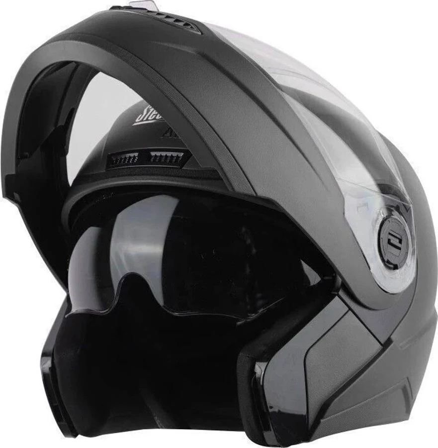 STEELBIRD SBA-7 ISS GLOSSY BLACK C/V WITH INNER SMOKE SUNSHIELD (L)