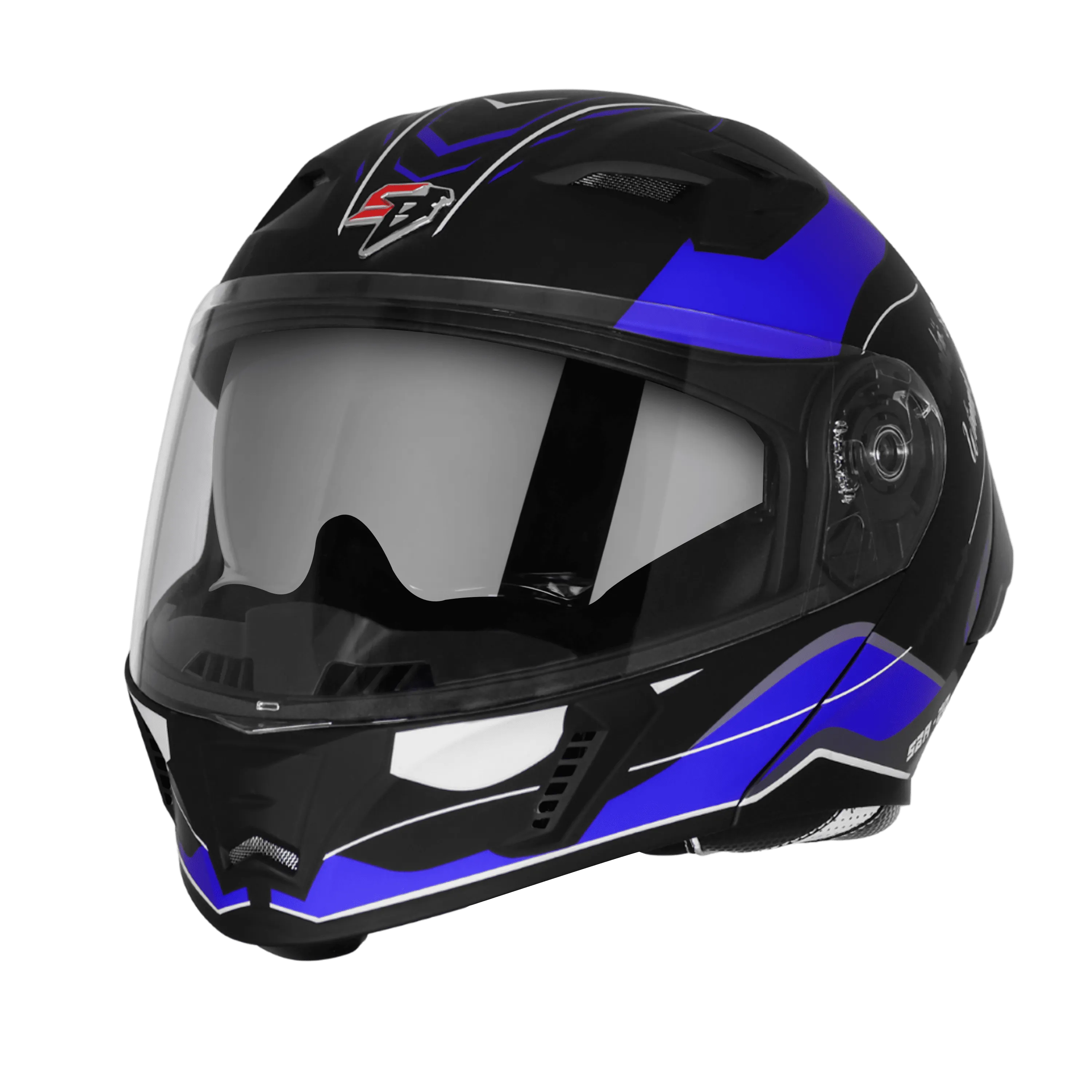 STEELBIRD SBH-20 ISS SILVER BORN TO RIDE MATT BLACK/BLUE C/V 580MM STEELBIRD SBH-20 ISS SILVER BORN TO RIDE MATT BLACK/BLUE C/V 580MM