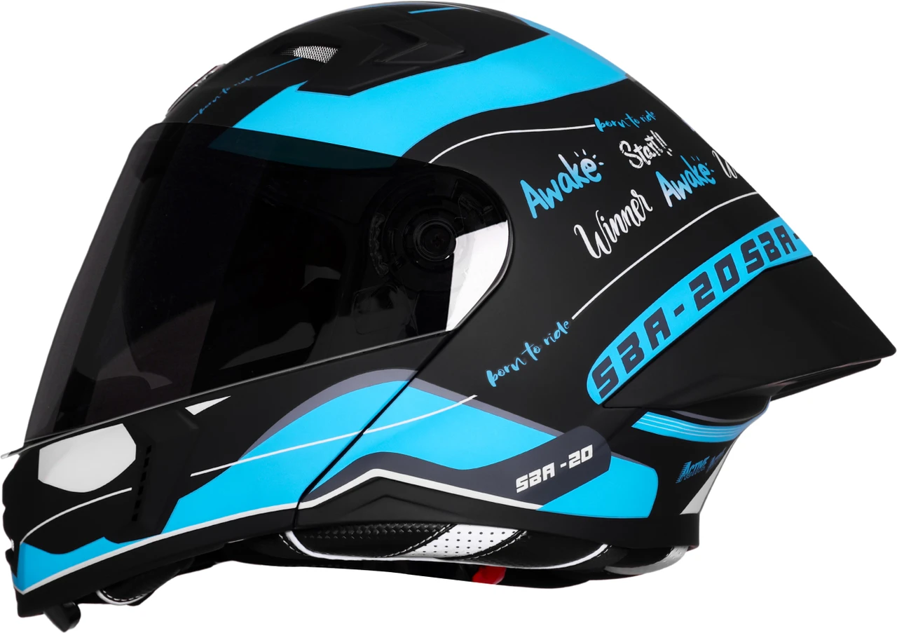 STEELBIRD SBH-20 ISS SILVER BORN TO RIDE GLOSSY BLACK/JAZZ BLUE C/V 580MM ISI+DOT STEELBIRD SBH-20 ISS SILVER BORN TO RIDE GLOSSY BLACK/JAZZ BLUE C/V 580MM ISI+DOT