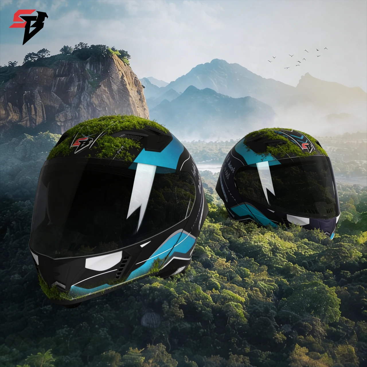STEELBIRD SBH-20 ISS SILVER BORN TO RIDE GLOSSY BLACK/JAZZ BLUE C/V 580MM ISI+DOT STEELBIRD SBH-20 ISS SILVER BORN TO RIDE GLOSSY BLACK/JAZZ BLUE C/V 580MM ISI+DOT