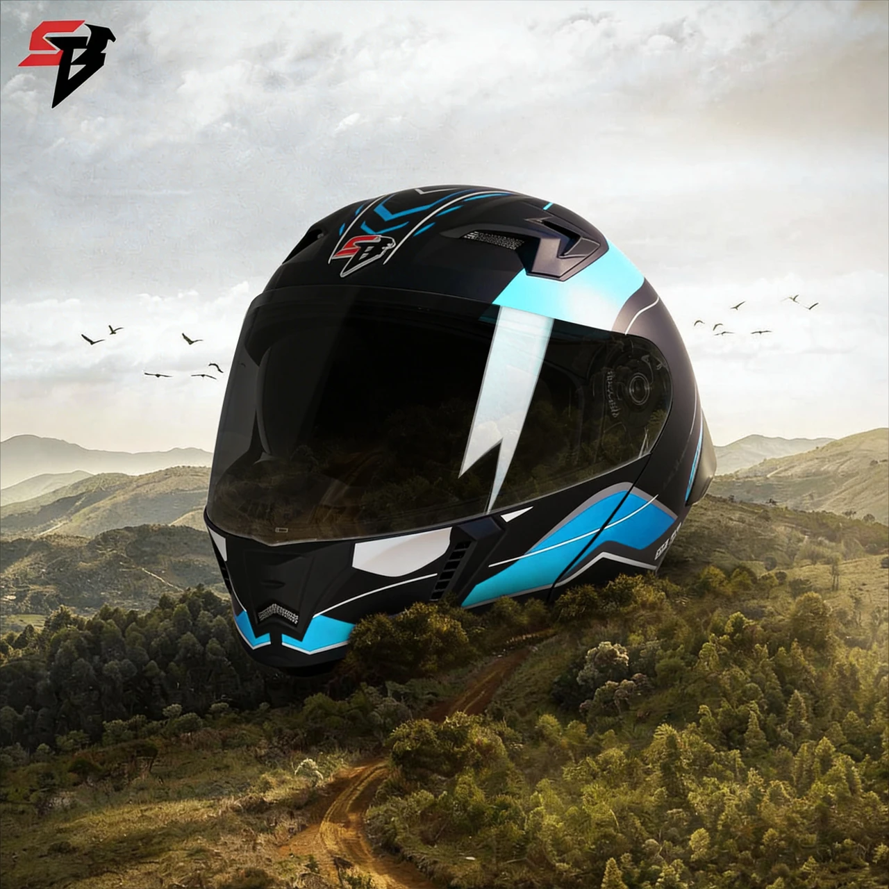 STEELBIRD SBH-20 ISS SILVER BORN TO RIDE GLOSSY BLACK/JAZZ BLUE C/V 580MM ISI+DOT STEELBIRD SBH-20 ISS SILVER BORN TO RIDE GLOSSY BLACK/JAZZ BLUE C/V 580MM ISI+DOT
