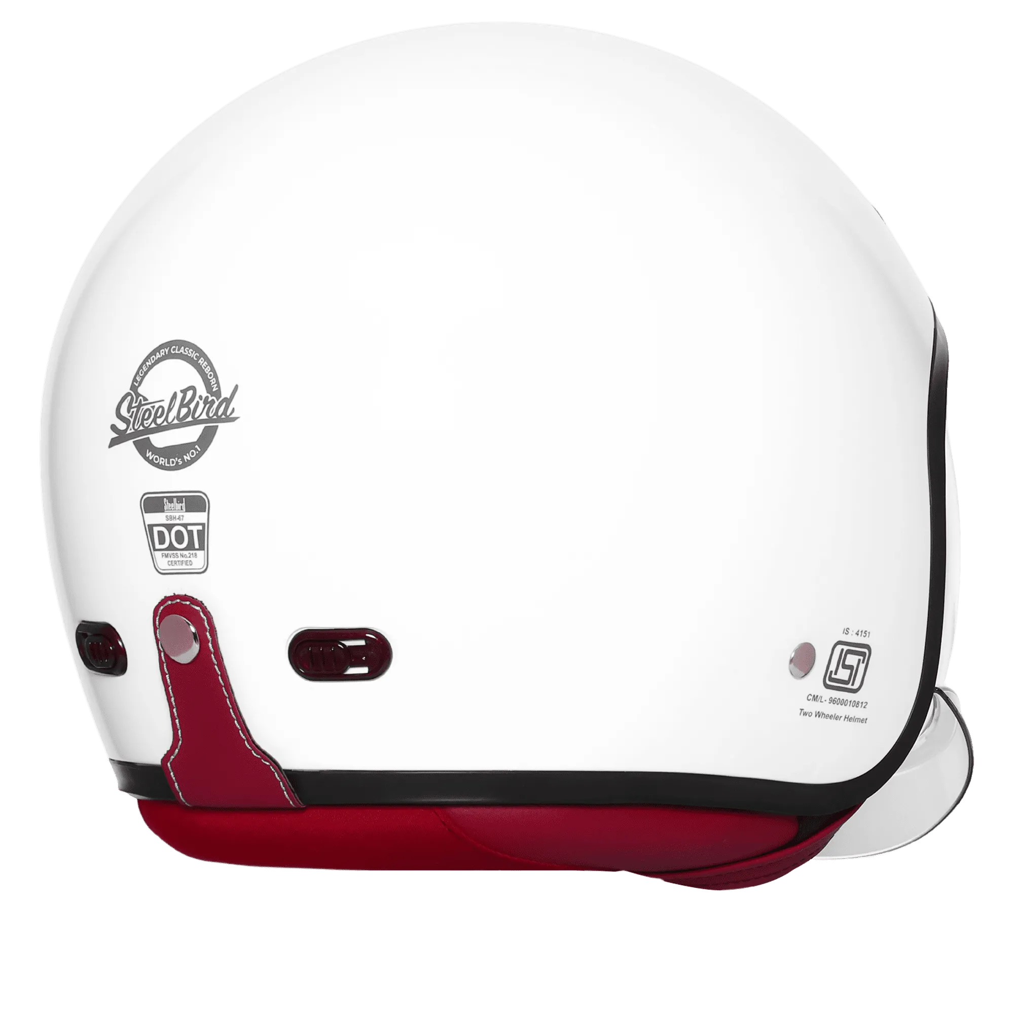 STEELBIRD SBH-67 VINTAGE DOT 5.0 GLOSSY WHITE C/V 580 MM WITH EXTRA SMOKE VISOR STEELBIRD SBH-67 VINTAGE DOT 5.0 GLOSSY WHITE C/V 580 MM WITH EXTRA SMOKE VISOR