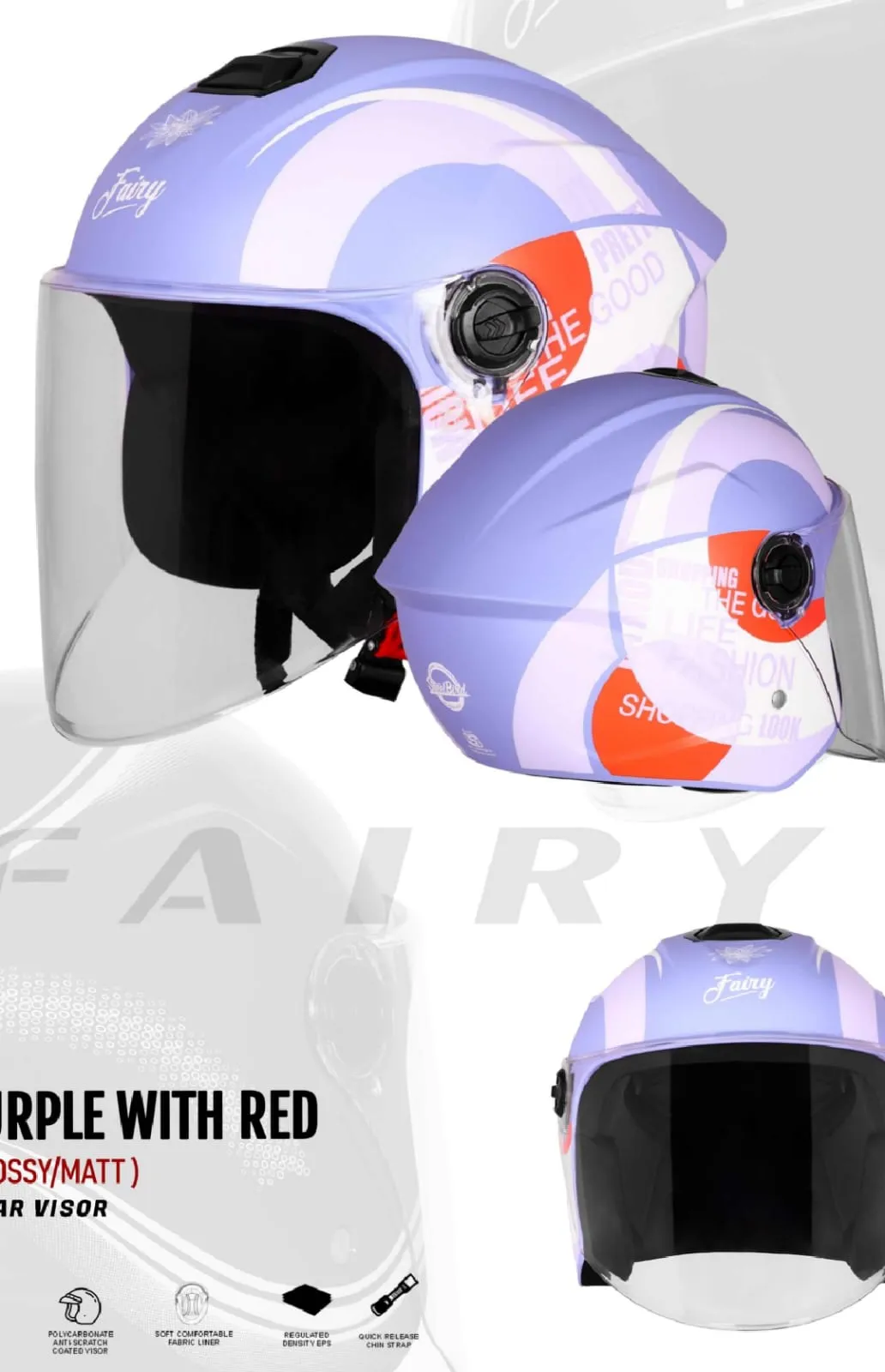 STEELBIRD SBH-80 FAIRY FR5 GLOSSY PURPLE/RED C/V (L)