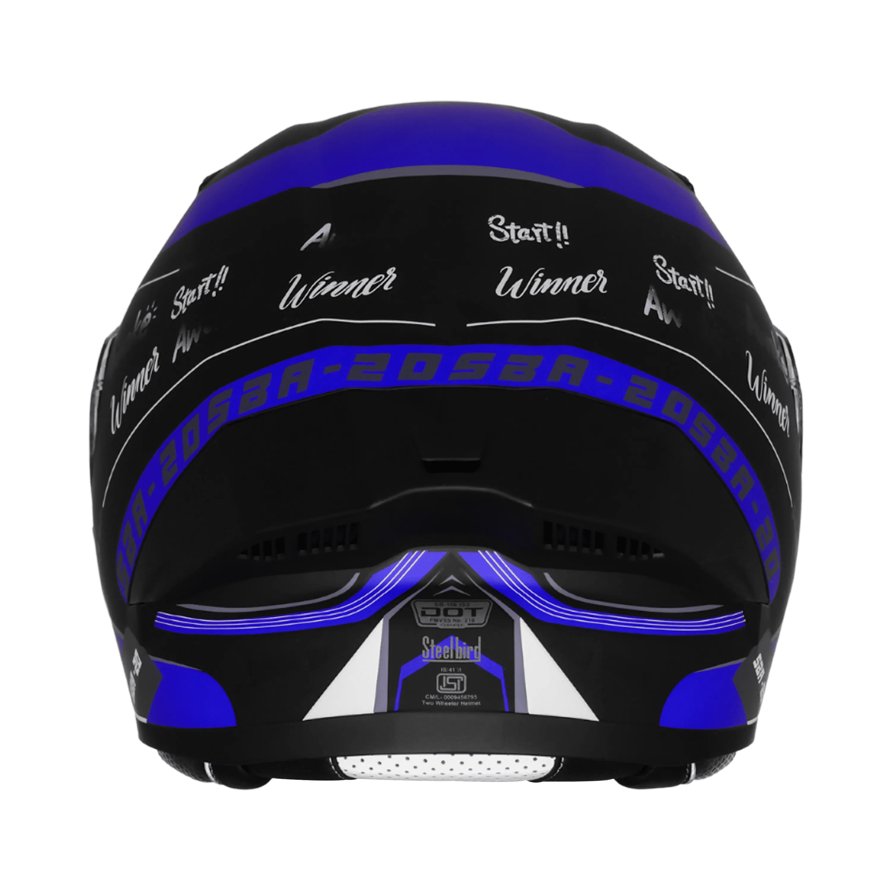 STEELBIRD SBH-20 ISS SILVER BORN TO RIDE MATT BLACK/BLUE C/V 580MM STEELBIRD SBH-20 ISS SILVER BORN TO RIDE MATT BLACK/BLUE C/V 580MM