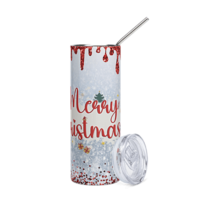 Merry Christmas Gnome Skinny Tumbler – Festive Sublimated Holiday Drinkware
