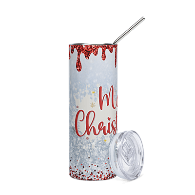 Merry Christmas Gnome Skinny Tumbler – Festive Sublimated Holiday Drinkware