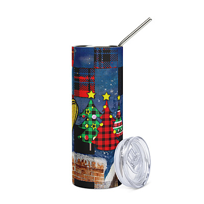 Peace Love Christmas Plaid Patchwork Skinny Tumbler – Festive Holiday Drinkware