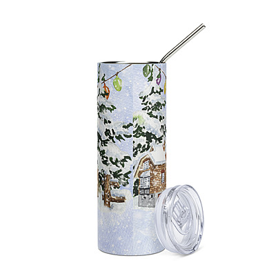 “It’s the Most Wonderful Time of the Year” Christmas Skinny Tumbler – Festive Winter Red Truck Drinkware