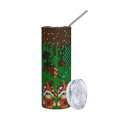 Christmas Reindeer & Chocolate Drip Skinny Tumbler – Festive Holiday Drinkware