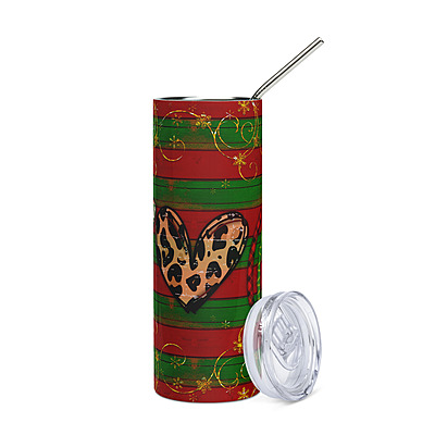 Peace Love Christmas Skinny Tumbler – Festive Red & Green Holiday Drinkware