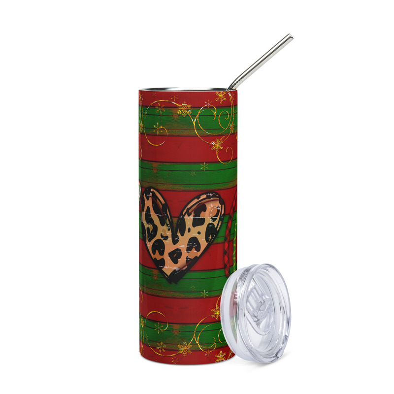 Peace Love Christmas Skinny Tumbler – Festive Red & Green Holiday Drinkware