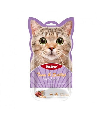 Bioline Cat Treats - 5x15g Tuna & Scallop Bioline Cat Treats - 5x15g Tuna & Scallop